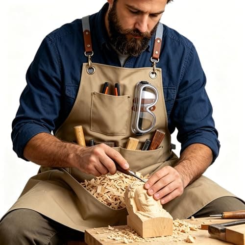 VKDDM Wood Carving Apron with Chip Catcher, Adjustable Canvas Woodworking Apron for Men with Large Pouch, Wood Working Tool Apron Gift for Men | Father's Day | Woodworkers - Image 1
