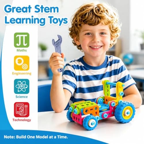 keefun STEM Toys for 4 5 6 7 8+ Year Old Boy Girl Birthday Gift, Building Toys for Kids Ages 4-8 6-8 4-6 Blocks Sets Stem Kits 5-7 4-7 3-5 Educational Learning Construction Engineering Car Truck Games - Thumbnail 3