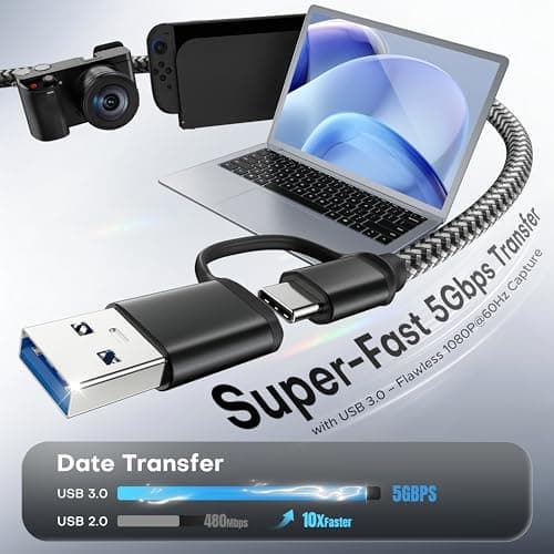 acer Video Capture Card, HDMI to USB 3.0 Capture Card for Streaming, 1080P 60FPS HDMI Capture Card with Type-C/A, Compatible for Switch2, PS5/4, Quest3, Camera, OBS, Xbox - Thumbnail 3