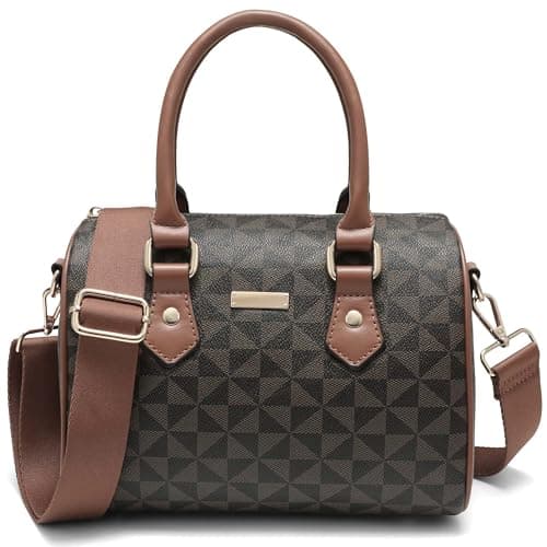 Leather Weekender Bag for Women - Lightweight Top Handle Satchel Crossbody Handbags with Detachable Long Strap (Dark Brown) - Image 1