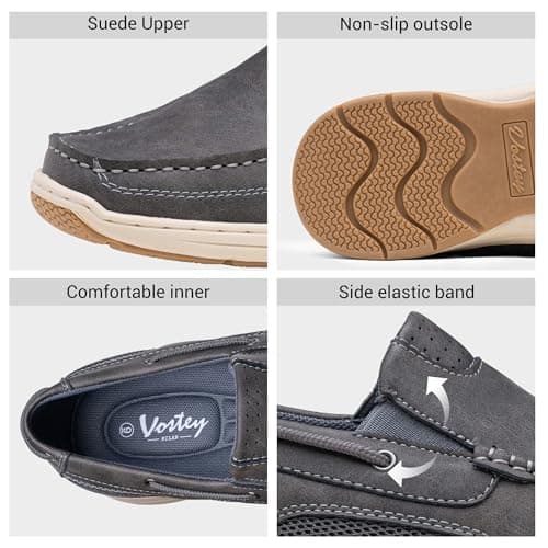 Vostey Men's Loafers & Slip-ons Casual Lightweight Boat Shoes Men(BMY3036A Grey 08) - Thumbnail 5