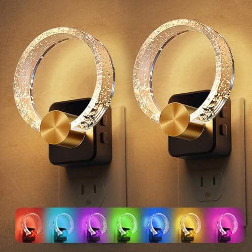 L LOHAS LED Night Lights Plug into Wall, Changing RGB Night Light with Dusk to Dawn Sensor, 180° Rotatable Bubble Nightlight Plug in Wall for Halloween, Christmas, Holiday, Hallway[2 Pack] - Image 1