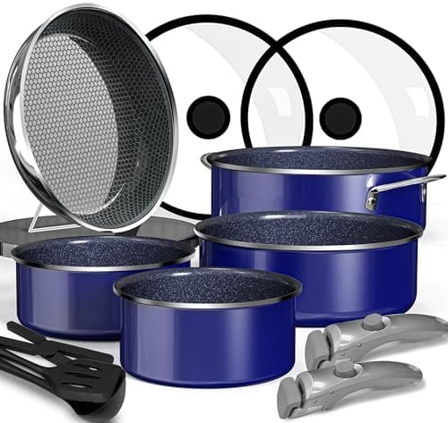 Pro DUXANO 12PC Nonstick Pots and Pans Set&Hybrid 3-Ply Stainless Steel Skillet, High Heat Sear&Fry, 2-Layer Ceramic Induction Cookware, 9H Scratch-Resistant&Anti-Warp,PFAS Free,All Cooktop/Dishwasher - Image 1