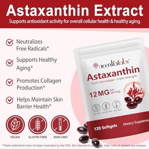 ZUZOKKAHA Astaxanthin Supplements 12mg - 120 Softgels | Premium Natural Antioxidant from Microalgae | Eye, Skin, Brain, Joint, Heart & Immune Health Support | Non-GMO, Gluten-Free - Thumbnail 2