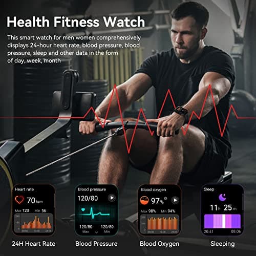 AMAZTIM Smart Watch, 60 Days Extra-Long Battery, 50M Waterproof, Rugged Military Bluetooth Call(Answer/Dial Calls), 1.85" Ultra Large HD Display, AI Voice Assistant, Compatible for Android and iOS - Thumbnail 6