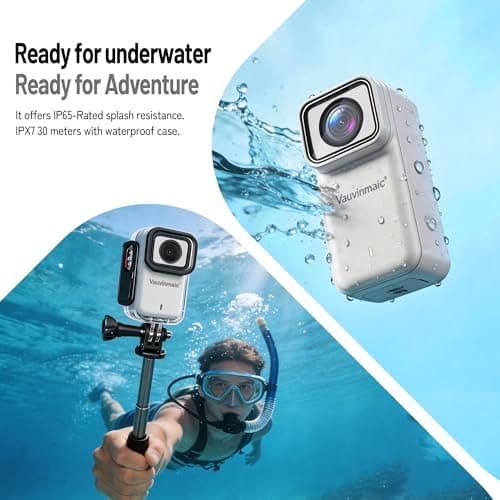 4K Body Camera with WiFi, POV Action Cam for Motorcycling Skiing Cycling Vlogging Sports, Magnetic Wearable Thumb Camera for Hands-Free Recording, Waterproof Portable Video Recorder, 64GB Card, White - Thumbnail 4