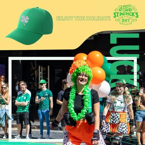 Oeyliz St Patricks Day Green Shamrock Hat Ireland Irish Men Women Clover Baseball Caps St Patrick's Day Baseball Cap - Thumbnail 6