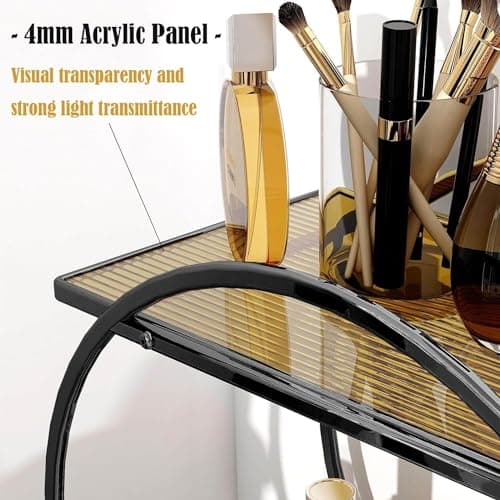 YIWANFW Perfume Organizer for Dresser, Black Bathroom Counter Organizer, 2 Tier Vanity Makeup Organizer, Bathroom Organizer and Storage for Skincare Cosmetic Perfume Display Stand for Bedroom Decor - Thumbnail 4