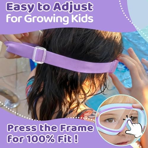 Vvinca Kids Swim Goggles with Comfort Fabric Strap 2 Pack, Wide View Anti-Fog/UV No Leak Swimming Goggles for Kids 3-14 Boys Girls Toddler - Thumbnail 2