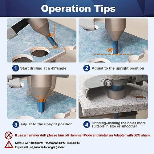 BRSCHNITT Diamond Core Drill Bit 10-35mm - Finger Milling Bits, Diamond Beveling Chamfer Bit for Drilling Enlarging Shaping Holes in Porcelain Tile, Ceramic, Marble, Granite Countertop - Thumbnail 5