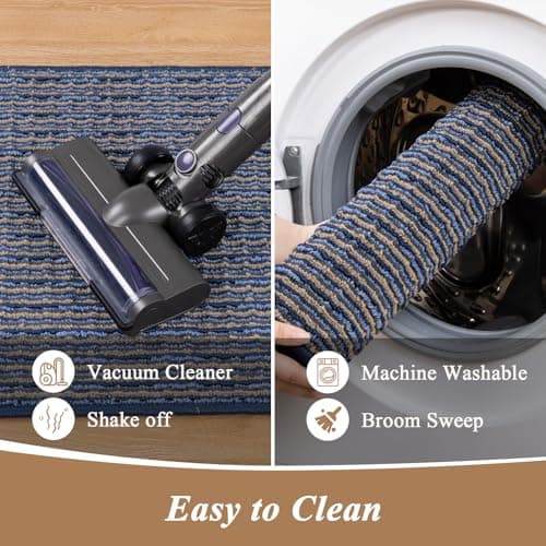 Ileading Indoor Door Mat 32"x47" Non-Slip Washable, Super Absorbent Stain Resistant Pet Friendly Muddy Paws Welcome Mat, Entryway Mat for Front Door Mudroom Garage (Blue) - Thumbnail 6