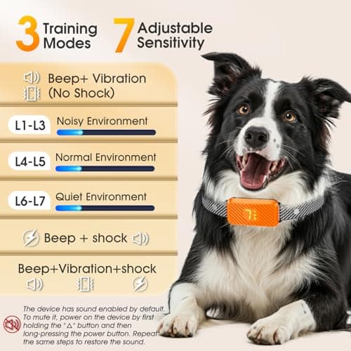 Dog Bark Collar for Large Medium Small Dogs, Effective No-Bark Collar, Smart Barking Collar, Rechargeable Bark Collar with 7 Sensitivity, 3 Modes, Waterproof,Neon Orange - Thumbnail 3