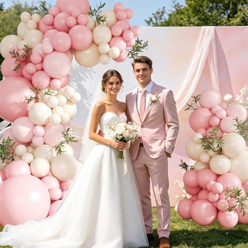 Pink Balloon Arch Kit 124Pcs Pink and White Balloon Arch Garland Kit Pastel Light Pink Sand White Balloons for Baby Shower Wedding Bridal Shower Anniversary Birthday Party Decorations - Thumbnail 5