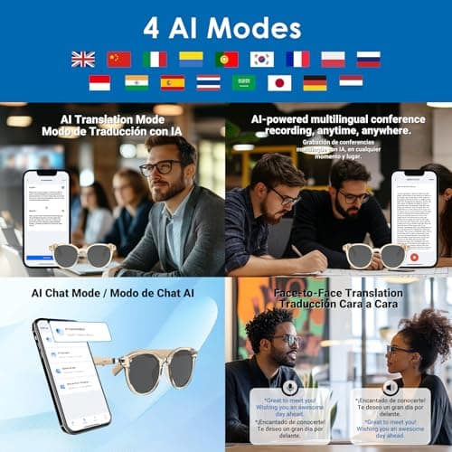 GetD Smart Glasses - Translucent Beige Frames, 100% UV & Glare Protection. Bluetooth AI Music Glasses for Men & Women with Polarized Lenses, AI Translator, 11H Battery Life, for Travel & Daily. - Thumbnail 3