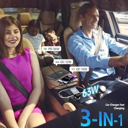 Flexino 【Ultra-Slim】 Retractable Car Charger for iPhone 17, Fast Charging Car Chargers, USB C Car Charger, Cigarette Lighter Adapter for iPhone 17/16/15/14/13/12 Series, Galaxy, Gray, 1 Pack - Thumbnail 4