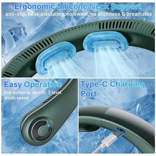 EYERZ Neck Fan, Portable Wearable Cooling Fan, Powerful 360° Airflow, Rechargeable Bladeless Hands-Free Fan, Quiet Personal Fan for Travel Outdoor - Thumbnail 5