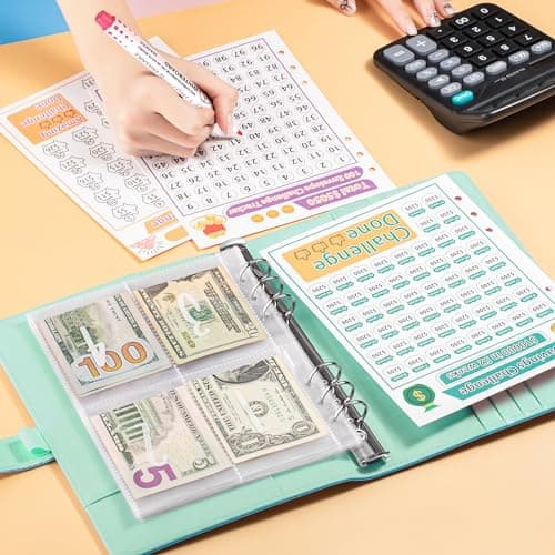 100 Envelopes Money Saving Challenge, A5 Savings Challenges Book Budget Binder with Cash Envelopes Erasable Tracker, Easy and Fun Way to Save $500 $5050 $10000 (BGreen) - Thumbnail 6