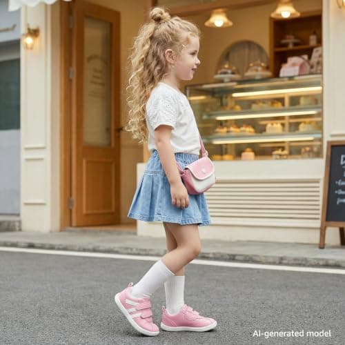 STQ KIDS Toddler Girl Shoes Wide Toe Box Barefoot Shoes Fashion Kids Sneakers Lightweight Zero Drop First Walking Tennis Running Shoe Preschool Daycare Water Pink Toddler Size 10 - Thumbnail 3