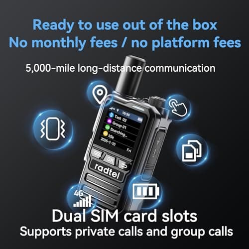 Radtel P8 PoC Radio (Push-to-Talk Over Cellular), Unlimited Range Nationwide Handheld Walkie Talkies, Rechargeable Two-Way Radios Long Distance GXIN Ham Radio (2 Pack with 2 SIM) - Thumbnail 2