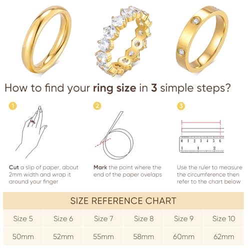 Stackable Gold Rings for Women - 3Pcs 18K Gold Plated Ring, Stainless Steel Cubic Zirconia Band, Waterproof Non-Tarnish Minimalist Jewelry Daily Fashion Birthday Valentines Day Gift for Her Girlfriend - Thumbnail 6
