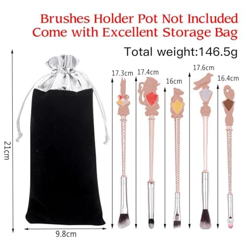 Harry Makeup Brushes Set,Pottter Magical Gift Box for Women Girls,Christmas Birthday Gifts for Kids,Eye Shadow Eyeliner Blending Lip Brush (Rose Gold set-5 pcs) - Thumbnail 2