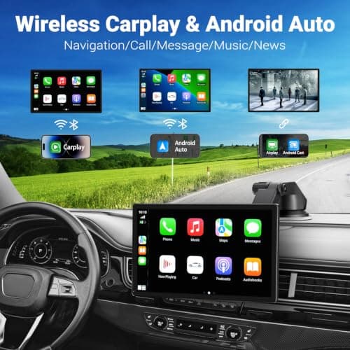 HAUXIY Wireless Apple Carplay Screen for Car 4K Dash Cam, 9" Portable Apple Carplay & Android Auto Car Stereo, with 1080p Backup Camera, GPS Navigation/Mirror Link/Voice Control/Bluetooth - Thumbnail 2