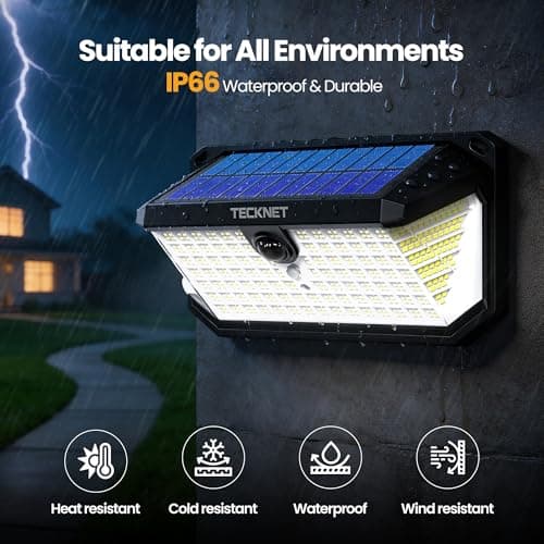 TECKNET 546 LED Motion Sensor Outdoor Lights with Remote Control Hook 2Pack - Thumbnail 4