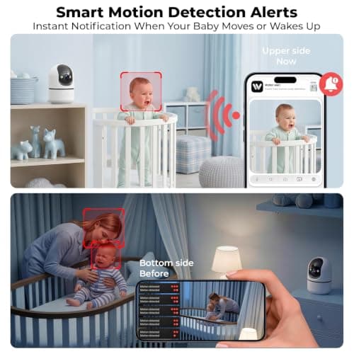 GBIUT Indoor Camera 5G&2.4G WiFi Cameras for Home Security Instant 911 Alert, 360° Pan/Tilt Baby Monitor/Dog/Pet Camera AI Motion Detection Night Vision, Speaker, US Cloud Storage (2-Pack) - Thumbnail 2