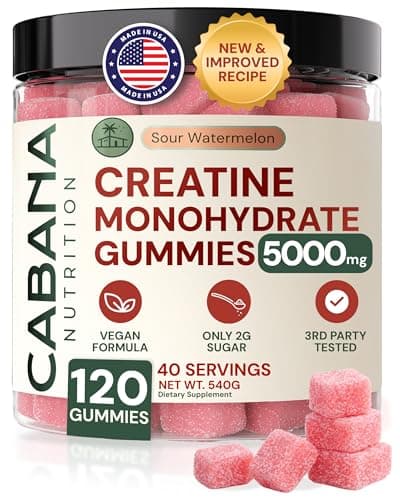 Creatine Monohydrate Gummies 5g - Watermelon Flavored Creatine for Women and Men - Supplement Supports Muscle Gain, Energy, Pre and Post Workout, Focus & Cognition, Recovery (120 count, 40 servings) - Image 1