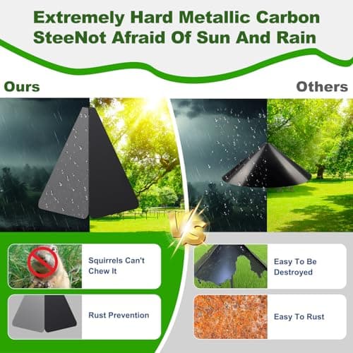 Squirrel Baffle with Dual Defense for Bird Feeder Poles, Bird Food House Guard for Shepherd Hook,Metal Squirrel Baffle Raccoon Stopper Rust-Proof and Bite-Proof Heavy Duty Carbon Steel - Thumbnail 5