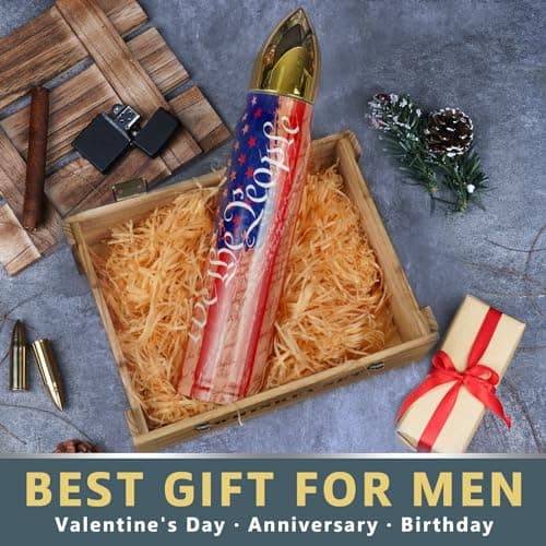 Funslive We the People American Flag, 250 Anniversary USA 34 oz Bullet Tumblers, Unique Shaped Thermos, Anniversary Birthday Dad Gifts for Men, Present Ideas for Fathers Day, Fishing Hunting Camping - Thumbnail 5