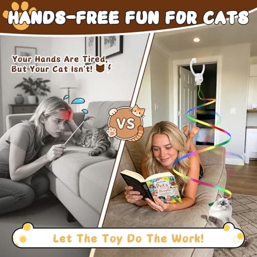 Automatic Cat Toy for Indoor Cats, Interactive Door Hanging Cat Toy with Smart Touch Restart, USB Rechargeable Cat Teaser with Elastic Rope, Adjustable Height Cat Toy for Kittens & Adult Cats (White) - Thumbnail 5