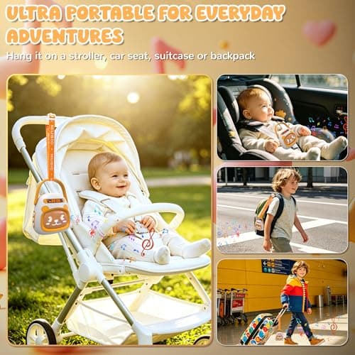 FUTESI Portable Kids Music Player for Toddlers, Preloaded Stories Music Lullabies & White Noise, Mini Toddler MP3 Player with Bluetooth Speaker, Travel Sound Machine for Baby Kids with Strap & Ring - Thumbnail 3