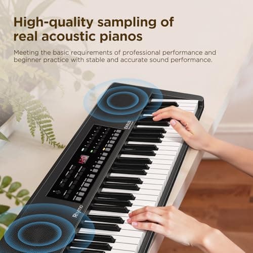 Rhymo 61 Key Keyboard Piano, Electric Piano Keyboard with Touch Response, LED display, Music Stand, 300 Voices, 300 Rhythms, Learning Keyboard Piano for Beginners, Built-in Speakers - Thumbnail 4