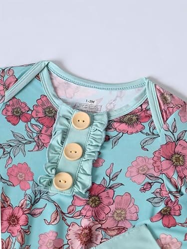 Baby Newborn Knotted Gown, Soft Breathable Viscose from Bamboo for Infant Home Coming Outfit, Knotted Gown with Headband (Yard Pink Flower, Newborn) - Thumbnail 2