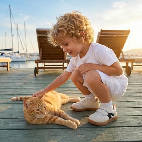 STQ KIDS Toddler Wide Toe Box Shoes Boys Barefoot Shoes Comfortable Kids Sneakers Non-Slip Zero Drop Walking Shoe Beige White Toddler 8 - Thumbnail 2