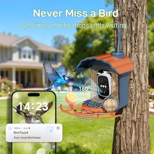 Centvicam Smart Bird Feeder with 2K Camera: Wireless Wild Bird Feeder for Outside with AI Identify Birds Species Solar Powered,HD Video Live Stream, Instant Arrival Alerts - Blue - Thumbnail 3