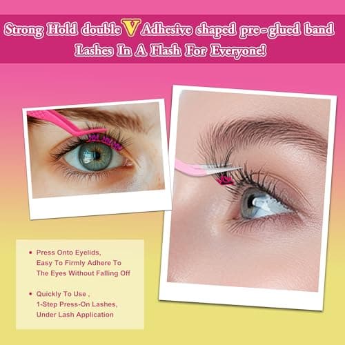 JoMay Self-Adhesive Eyelashes, Press on Lashes No Glue Needed, Glueless Pre-Glued D Curl Cluster Lashes for Beginners, No Residue, Pre-Separated L/R Eye, 1-Step DIY, 120PCS (X10) - Thumbnail 3