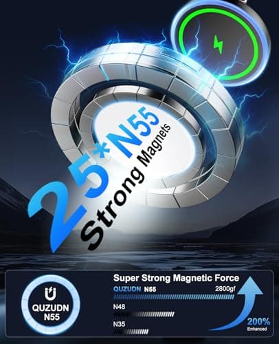 iPhone Magsafe Car Mount Charger [15W Fast Wireless Charging, 120+ LB Strongest Suction & 2800gf Strongest Magnetic] 360° Adjustable Car Phone Holders for your car, for iPhone 17 16 15 14 13 12 series - Thumbnail 5