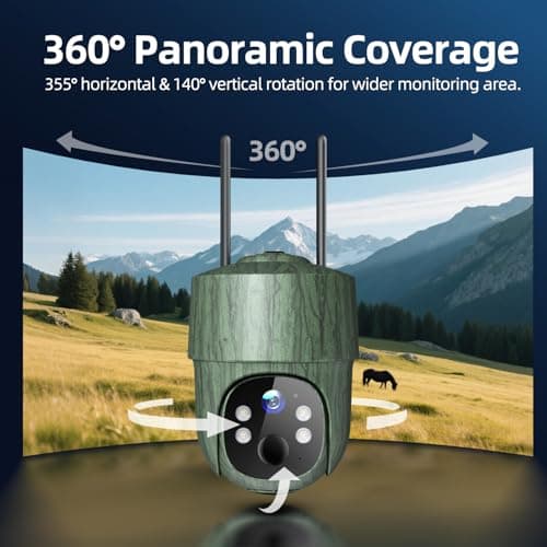 CEYOMUR 4G LTE Solar Trail Camera, PTZ Cellular Trail Camera with 8400mAh Battery, 360° Full View, HD Color Night Vision, Motion Activated IP66 Waterproof, No WiFi Needed - Thumbnail 4