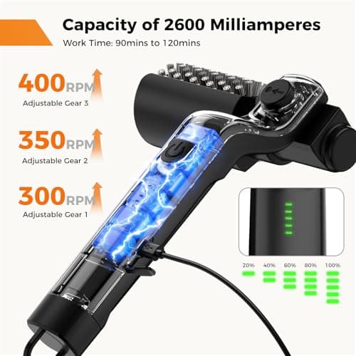 YKYI Electric Grill Brush - Cordless Rechargeable BBQ Cleaner with 180° Adjustable Head, 2600mah High-Torque Power Rotary BBQ Scrubber for Outdoor Stainless Steel Cast Iron Grates (Black) - Thumbnail 4