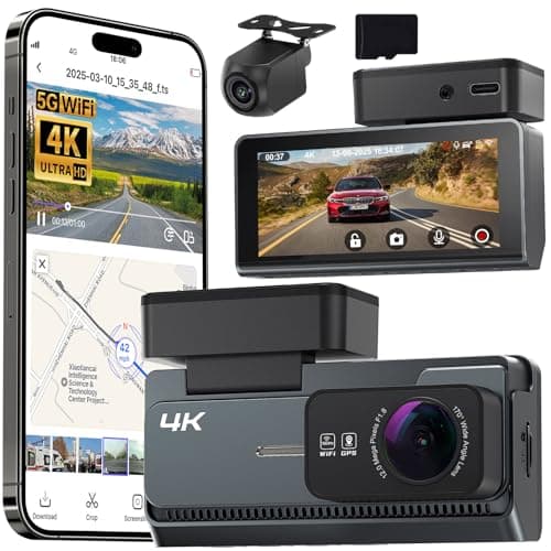 Yonvim 4K+2K Dash Cam Front and Rear, 5G WiFi GPS, 32GB Card Included, 3.39" Screen Dual Dashcam, G-Sensor, 24H Parking Mode, WDR, Dash Camera for Cars - Image 1