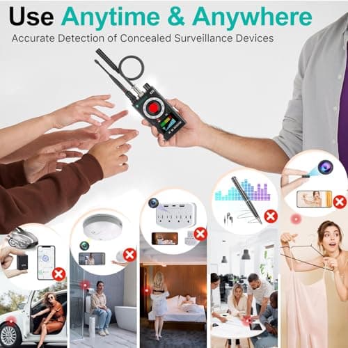 JMDHKK Hidden Camera Detector, Bug GPS Tracker Detector – RF Camera Finder for Hotel, Travel, Car, Office, Home Privacy Protection - Thumbnail 6