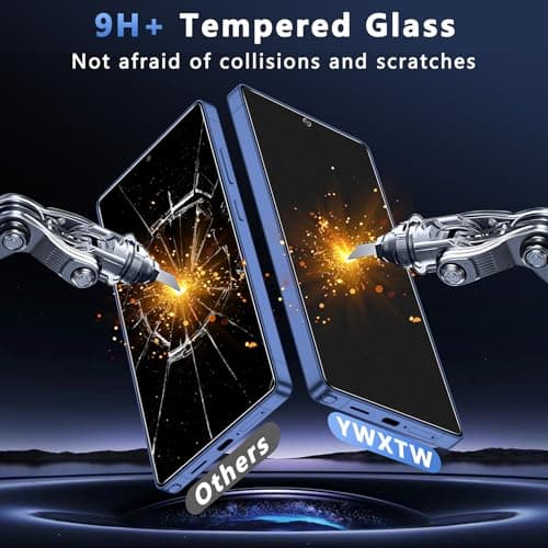 YWXTW 2 Pack Matte Screen Protector for Samsung Galaxy S26 Plus + 1 Set Camera Lens Protector, [Smooth as Silk] [Fingerprint Unlocking] Anti Glare Anti Fingerprint Tempered Glass Screen - Thumbnail 4