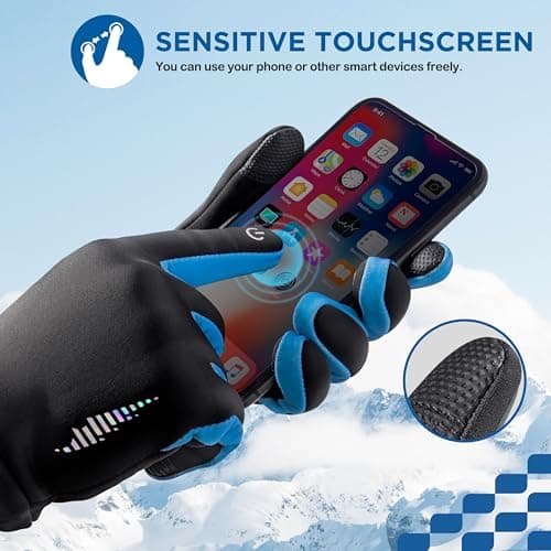 SIMARI Kids Winter Gloves with Touchscreen, Warm Thermal, Water-Resistant, Windproof for Boys Girls Toddler, Gloves for Cold Weather Running Cycling Snow Skiing Hiking Football Rugby Camping, Blue - Thumbnail 3