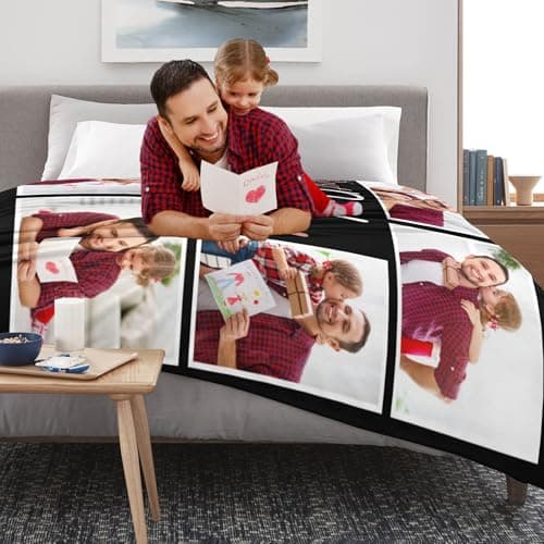 Best Ever Dad Blanket Gifts from Daughter Son Custom Blanket with Picture for Husband from Wife Personalized Father's Day Customized Memories Souvenir with Photos for New Dad Soft and Warm - Thumbnail 4