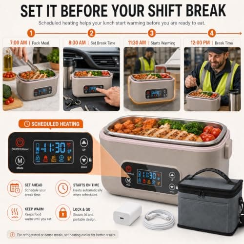MISS BIG Electric Lunch Box for Adults, Heated Lunch Box for Men, Gray - Thumbnail 4