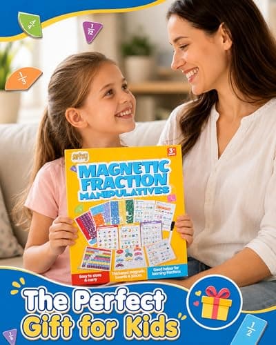 Magnetic Fraction Demonstration Book, Fraction Manipulatives with Magnetic Fraction Tiles & Circles, Montessori Magnetic Fraction Playbook for Hands-On Elementary Math Learning Toys - Thumbnail 3