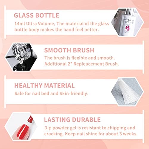 Lavender Violets Dip Powder Liquid Set with Activator, Base Top Coat and Brush Saver 0.5oz/Bot Nail File Necessary Tools for Dipping Powder Acrylic Manicure Pedicure J775 - Thumbnail 5