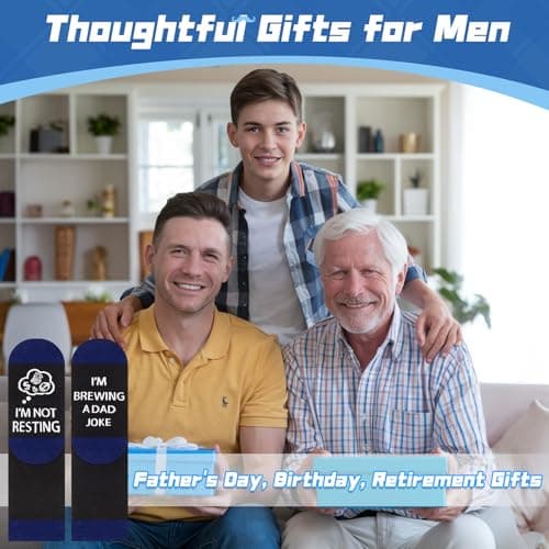 Dalycro Fathers Day Socks Gifts for Dad Husband Grandpa Men Novelty Socks for Dad Perfect for Birthday and Fathers Day (US, Alpha, One Size, Regular, Regular, BlueBlack) - Thumbnail 6